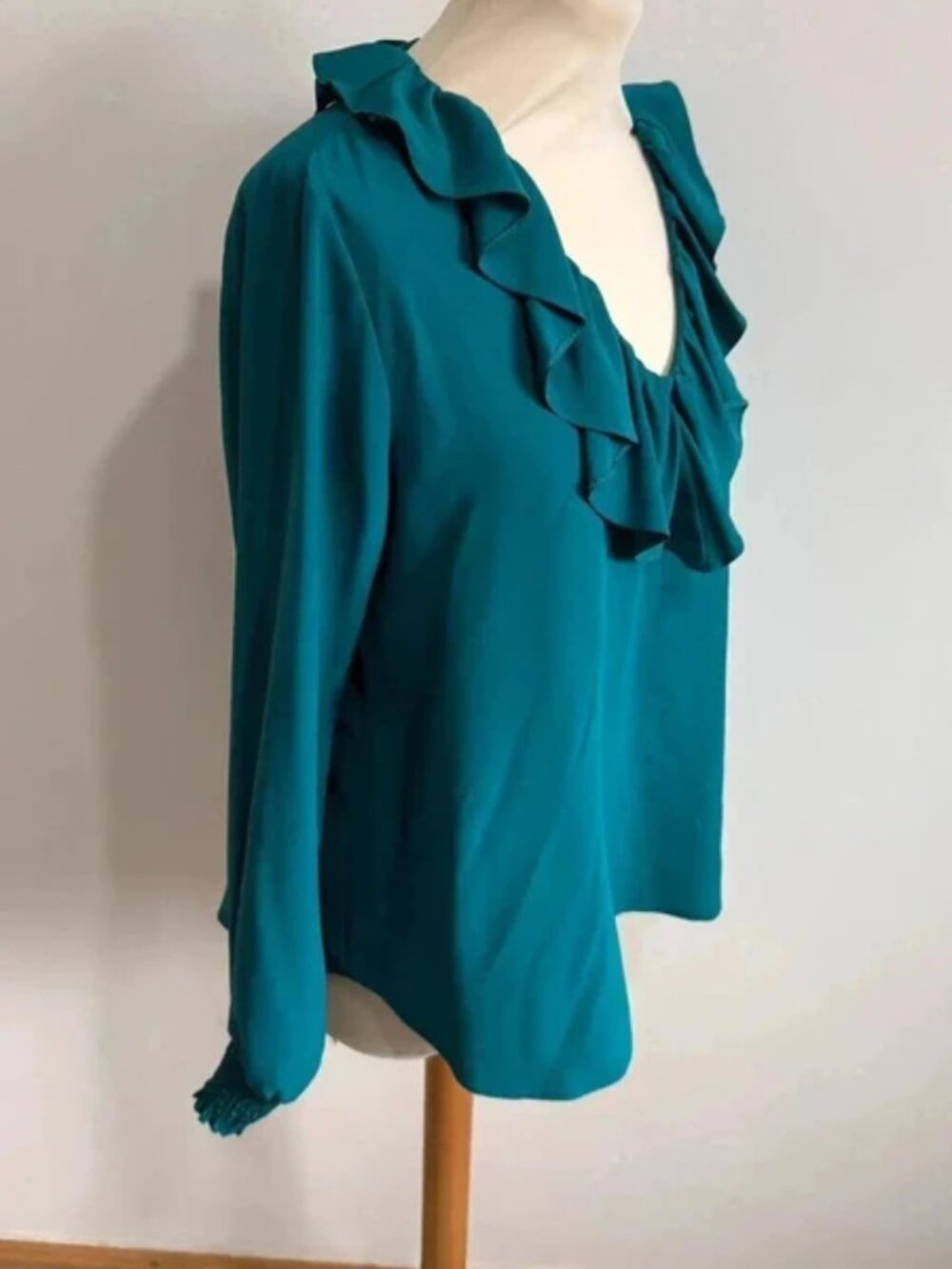 Roman ruffle neck long sleeve blouse Size 12 smart teal - Picture 3 of 5